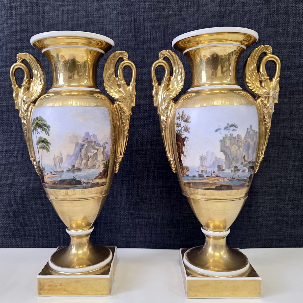 A pair of Paris Porcelain Empire Vases A pair of Paris Porcelain Empire Vases
